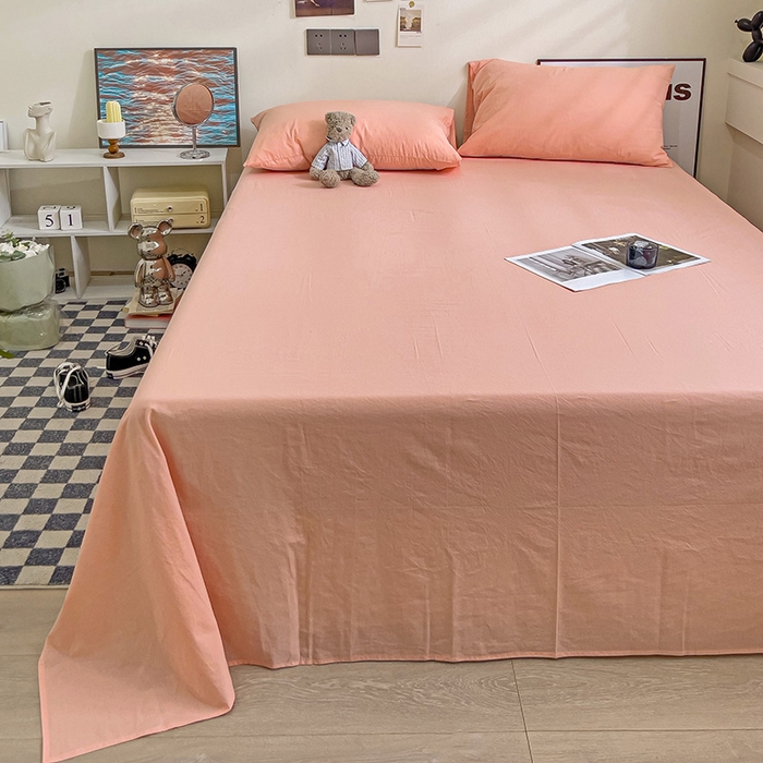 91家纺网 家纺一手货源 找家纺 六巷胡同 2023新款32支全棉纯色水洗棉单床单 蜜桃粉