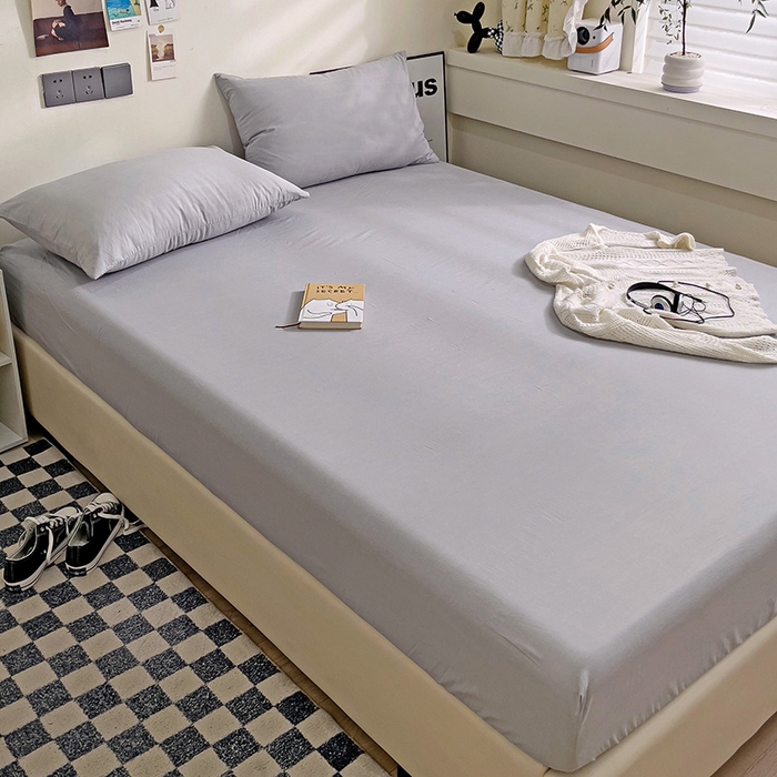 91家纺网 家纺一手货源 找家纺 六巷胡同 2023新款32支全棉纯色水洗棉单床笠 藤萝紫