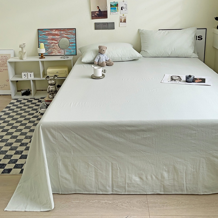 91家纺网 家纺一手货源 找家纺 六巷胡同 2023新款32支全棉纯色水洗棉单床单 薄荷绿