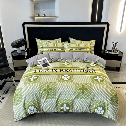 91家纺网 家纺一手货源 找家纺 （总）色鬼布艺 2023新款加厚双面磨毛数码大版印花四件套