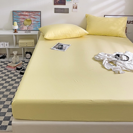 91家纺网 家纺一手货源 找家纺 （总）六巷胡同 2023新款32支全棉纯色水洗棉单床笠