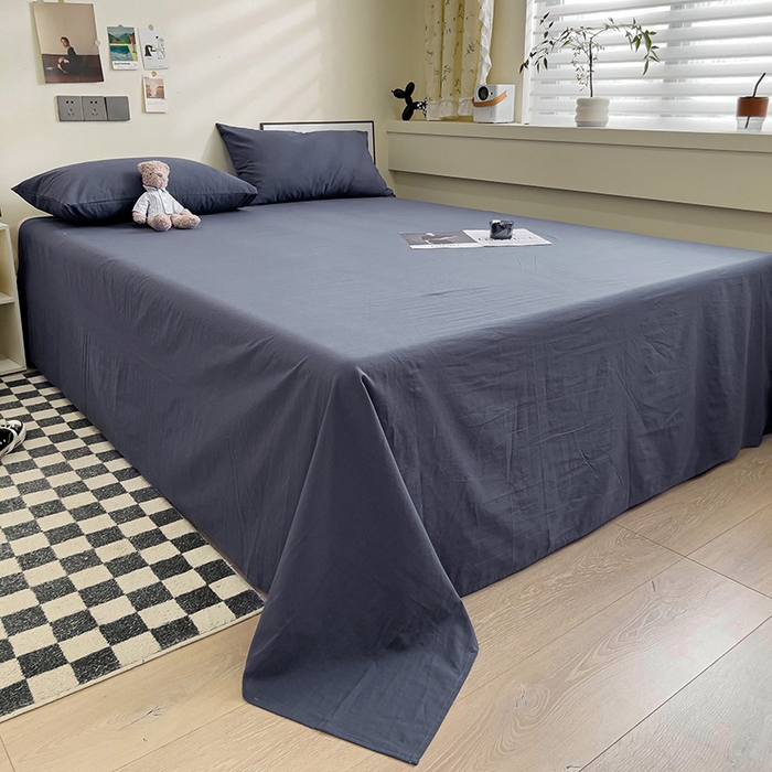 91家纺网 家纺一手货源 找家纺 六巷胡同 2023新款32支全棉纯色水洗棉单床单 藏青蓝