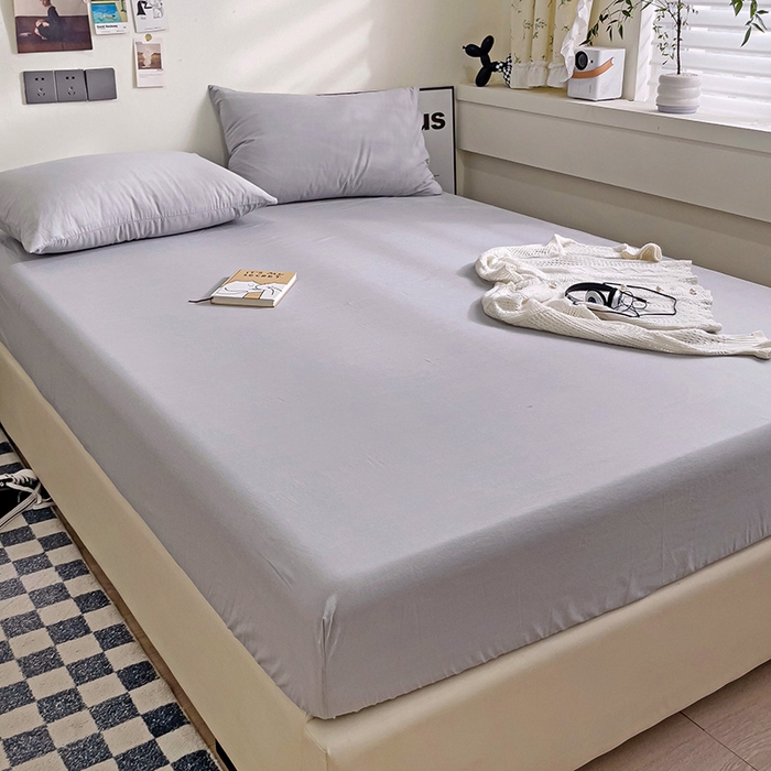 91家纺网 家纺一手货源 找家纺 六巷胡同 2023新款32支全棉纯色水洗棉单床笠 藤萝紫