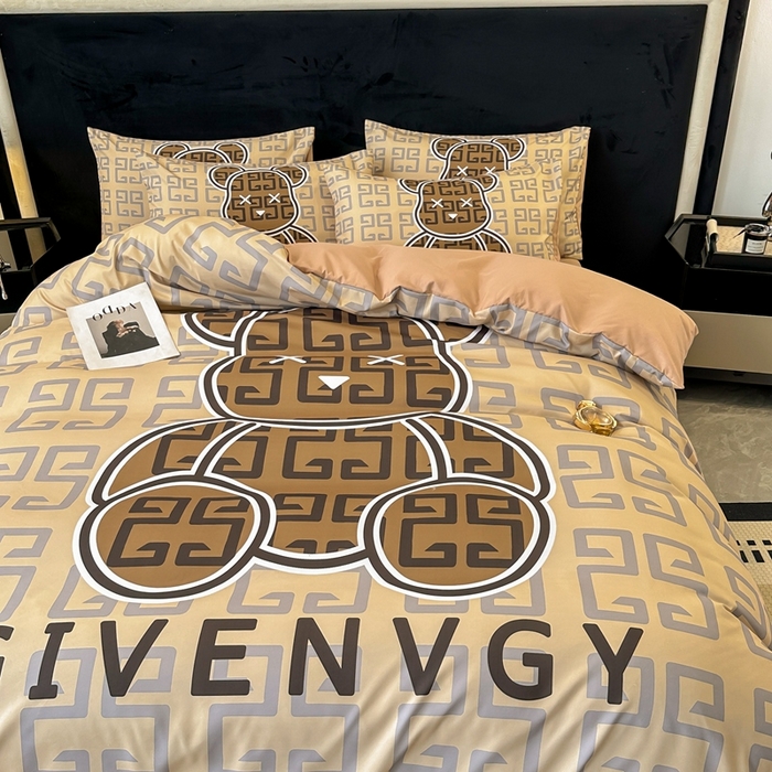 91家纺网 家纺一手货源 找家纺 色鬼布艺 2023新款加厚双面磨毛数码大版印花四件套 可可熊