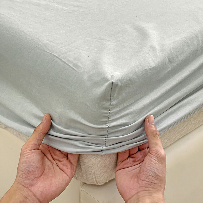 91家纺网 家纺一手货源 找家纺 六巷胡同 2023新款32支全棉纯色水洗棉单床笠 奶奶灰