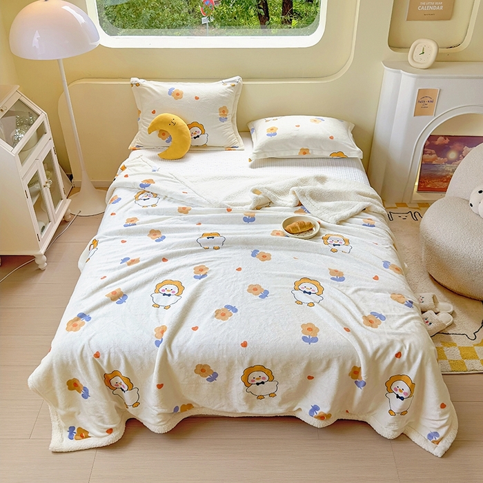 91家纺网 家纺一手货源 找家纺 沐慕 2023新款毛毯 萌萌鸭