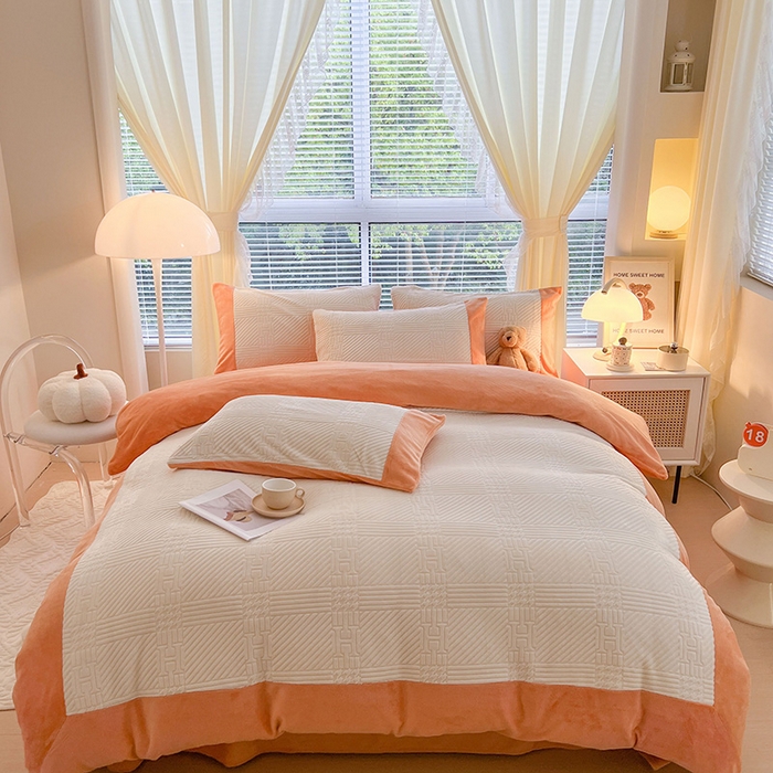 91家纺网 家纺一手货源 找家纺 （总）新月家纺（锦威郎） 2024新款秋冬230克海貂绒牛奶绒四件套-艾梵希