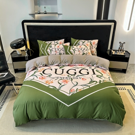 色鬼布艺 2023新款加厚双面磨毛数码大版印花四件套 花悦