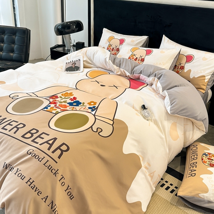 91家纺网 家纺一手货源 找家纺 色鬼布艺 2023新款加厚双面磨毛数码大版印花四件套 芬利