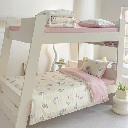 91家纺网 家纺一手货源 找家纺 （总）昔可家纺 2023新款少女粉渐变色上下铺全棉四件套