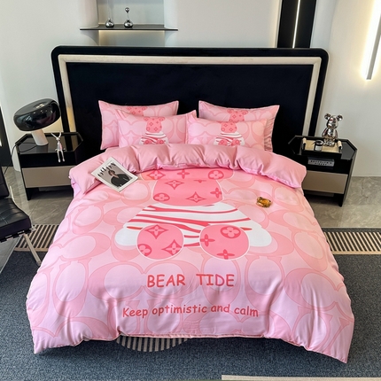 91家纺网 家纺一手货源 找家纺 （总）色鬼布艺 2023新款加厚双面磨毛数码大版印花四件套