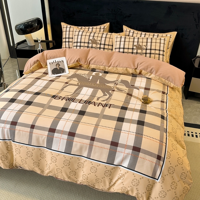 91家纺网 家纺一手货源 找家纺 色鬼布艺 2023新款加厚双面磨毛数码大版印花四件套 格言