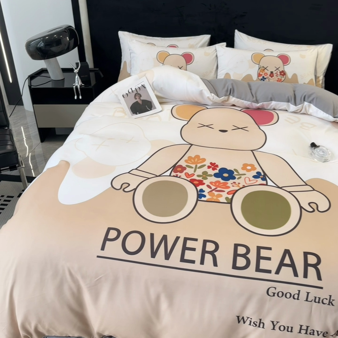 91家纺网 家纺一手货源 找家纺 色鬼布艺 2023新款加厚双面磨毛数码大版印花四件套 芬利