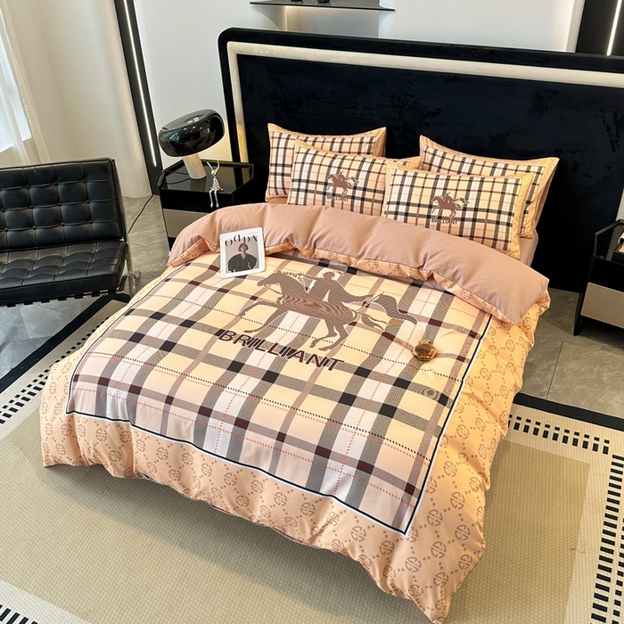 91家纺网 家纺一手货源 找家纺 色鬼布艺 2023新款加厚双面磨毛数码大版印花四件套 格言