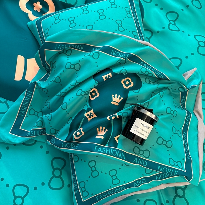 91家纺网 家纺一手货源 找家纺 色鬼布艺 2023新款加厚双面磨毛数码大版印花四件套 皇冠