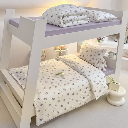 昔可家纺 2023新款少女粉渐变色上下铺全棉四件套 紫色葡萄