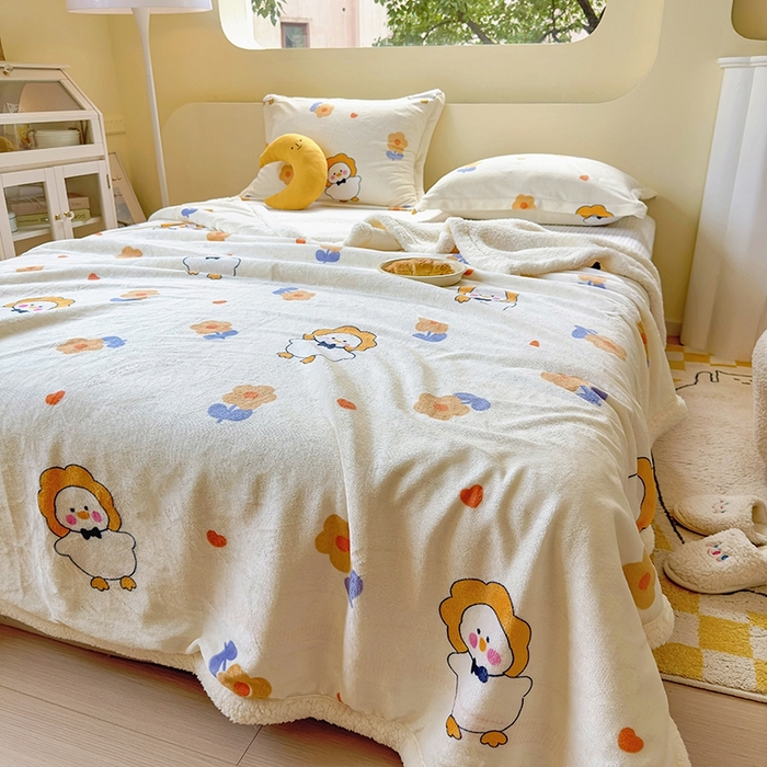 91家纺网 家纺一手货源 找家纺 沐慕 2023新款毛毯 萌萌鸭