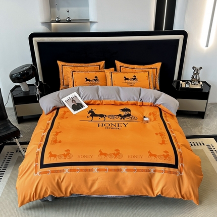 91家纺网 家纺一手货源 找家纺 （总）色鬼布艺 2023新款加厚双面磨毛数码大版印花四件套