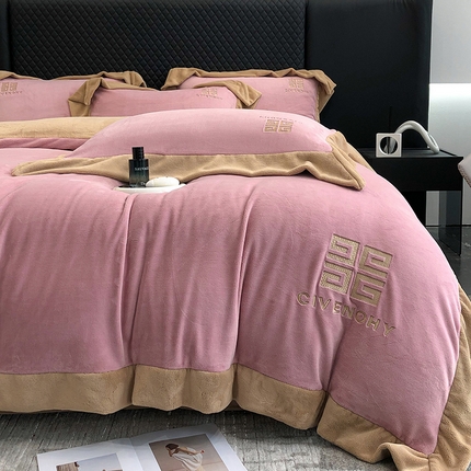 91家纺网 家纺一手货源 找家纺 （总）首尔 2024新款加厚牛奶绒刺绣唯爱系列四件套【提供买家秀】