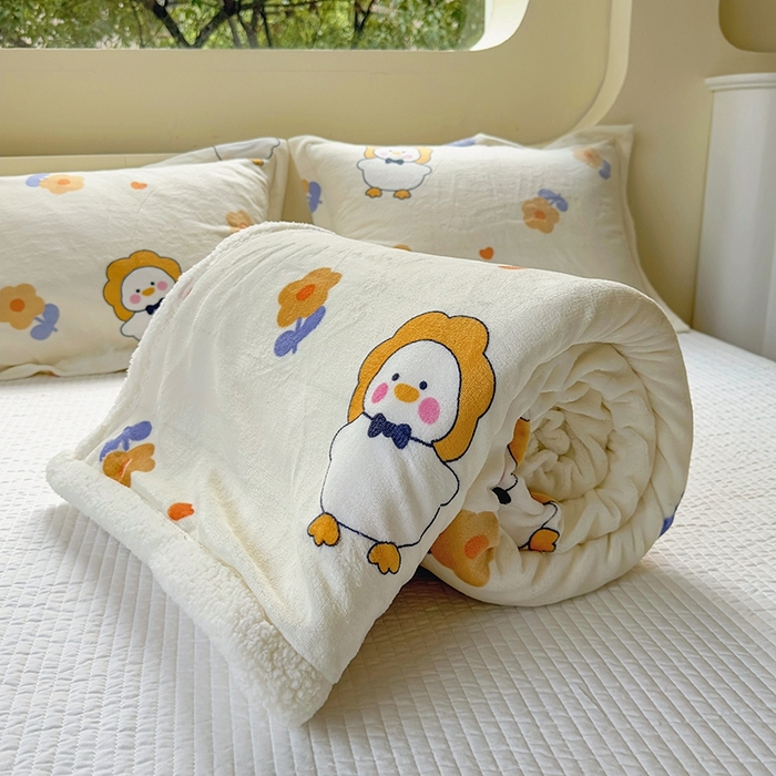 91家纺网 家纺一手货源 找家纺 沐慕 2023新款毛毯 萌萌鸭