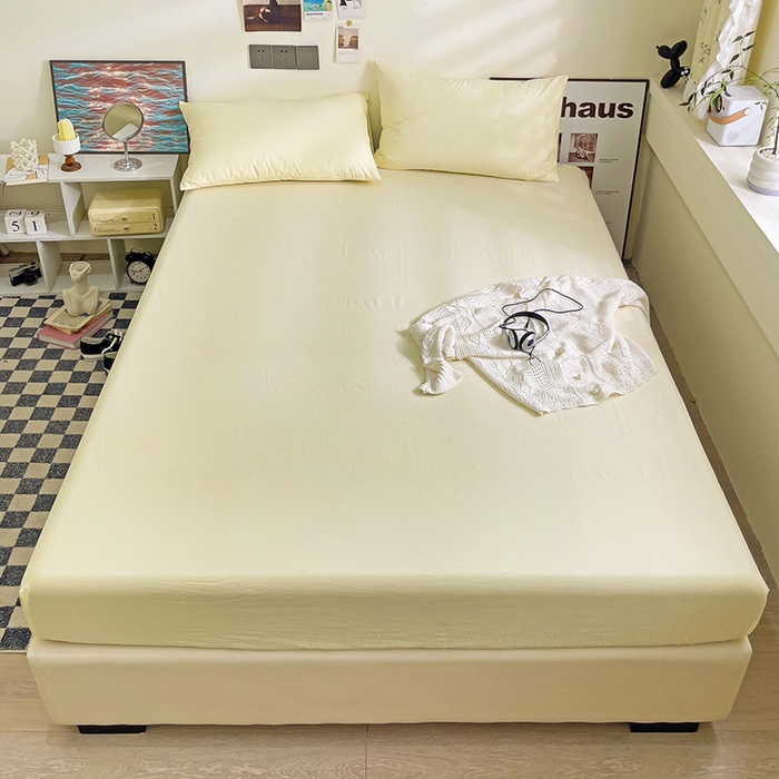 91家纺网 家纺一手货源 找家纺 （总）六巷胡同 2023新款32支全棉纯色水洗棉单床笠