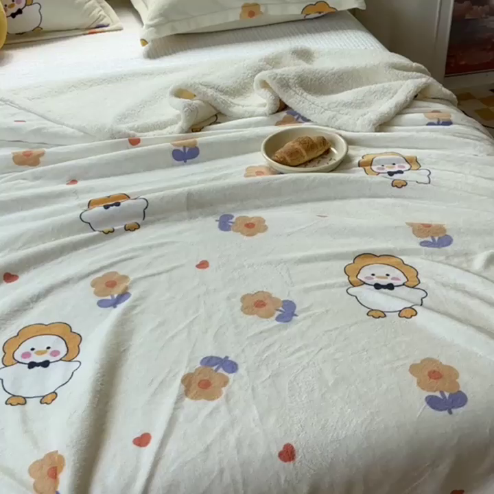 91家纺网 家纺一手货源 找家纺 沐慕 2023新款毛毯 萌萌鸭