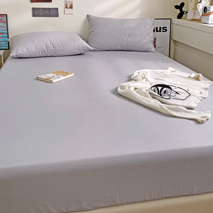 91家纺网 家纺一手货源 找家纺 六巷胡同 2023新款32支全棉纯色水洗棉单床笠 藤萝紫