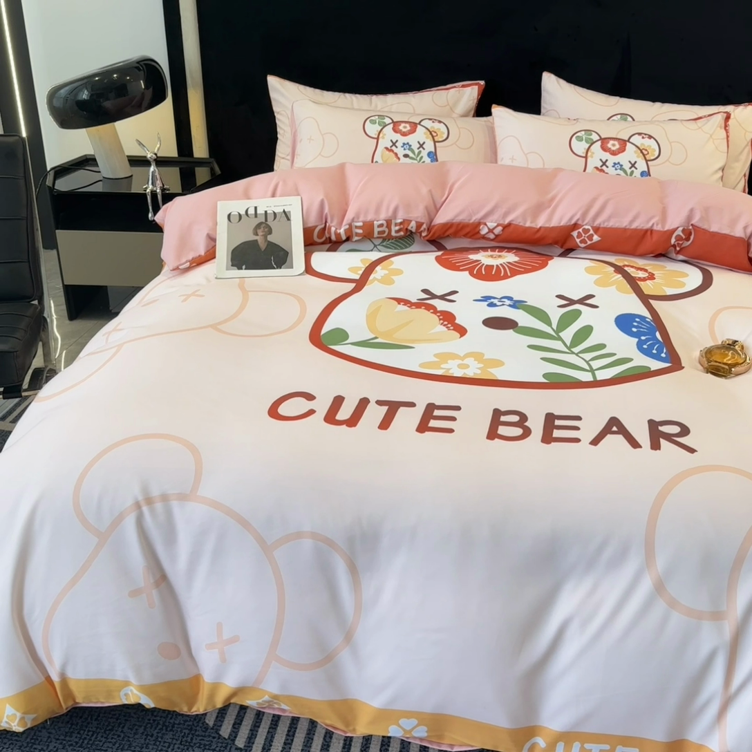 91家纺网 家纺一手货源 找家纺 色鬼布艺 2023新款加厚双面磨毛数码大版印花四件套 花梦里