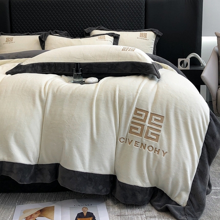 91家纺网 家纺一手货源 找家纺 （总）首尔 2024新款加厚牛奶绒刺绣唯爱系列四件套【提供买家秀】