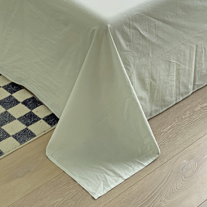 91家纺网 家纺一手货源 找家纺 六巷胡同 2023新款32支全棉纯色水洗棉单床单 薄荷绿