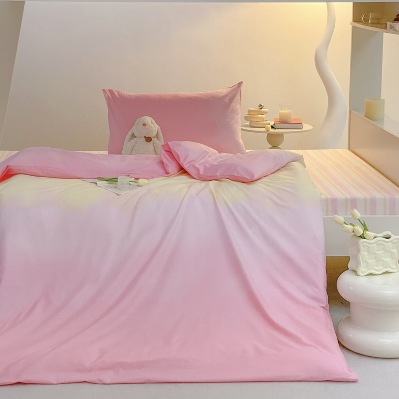 91家纺网 家纺一手货源 找家纺 （总）昔可家纺 2023新款少女粉渐变色上下铺全棉四件套