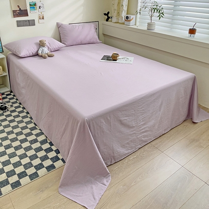 91家纺网 家纺一手货源 找家纺 六巷胡同 2023新款32支全棉纯色水洗棉单床单 香芋紫