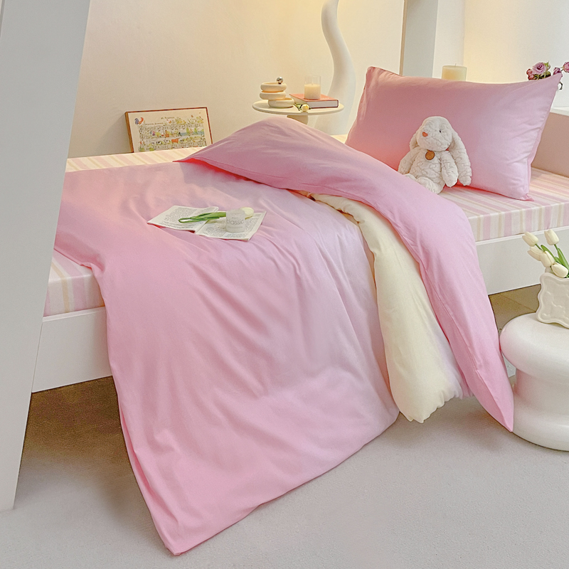 91家纺网 家纺一手货源 找家纺 （总）昔可家纺 2023新款少女粉渐变色上下铺全棉四件套