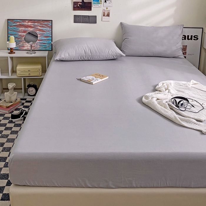 91家纺网 家纺一手货源 找家纺 六巷胡同 2023新款32支全棉纯色水洗棉单床笠 藤萝紫