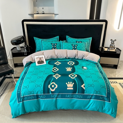 91家纺网 家纺一手货源 找家纺 （总）色鬼布艺 2023新款加厚双面磨毛数码大版印花四件套