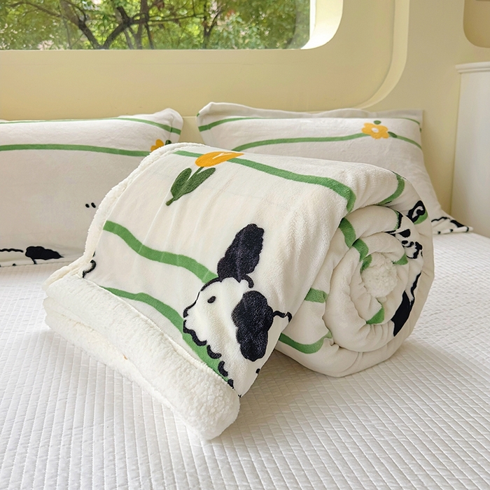 91家纺网 家纺一手货源 找家纺 沐慕 2023新款毛毯 皮皮狗