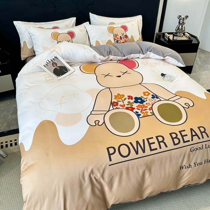 91家纺网 家纺一手货源 找家纺 色鬼布艺 2023新款加厚双面磨毛数码大版印花四件套 芬利