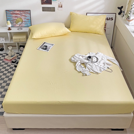 六巷胡同 2023新款32支全棉纯色水洗棉单床笠 嫩鹅黄