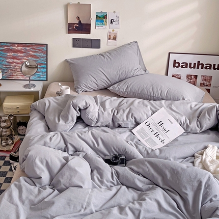 91家纺网 家纺一手货源 找家纺 六巷胡同 2023新款32支全棉纯色水洗棉单被套 藤萝紫