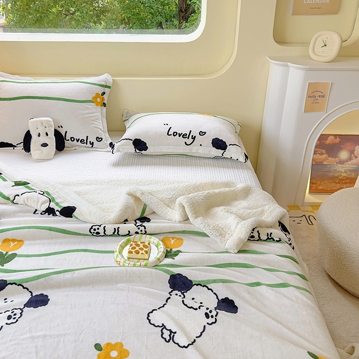 91家纺网 家纺一手货源 找家纺 沐慕 2023新款毛毯 皮皮狗