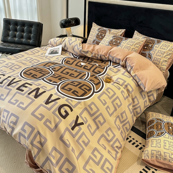 91家纺网 家纺一手货源 找家纺 色鬼布艺 2023新款加厚双面磨毛数码大版印花四件套 可可熊