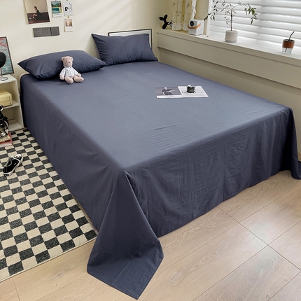 91家纺网 家纺一手货源 找家纺 六巷胡同 2023新款32支全棉纯色水洗棉单床单 藏青蓝