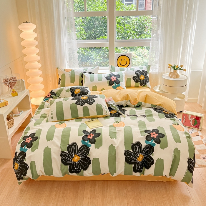 91家纺网 家纺一手货源 找家纺 集布 2023新款12868全棉喷气印花单被套 幸运花