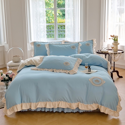 91家纺网 家纺一手货源 找家纺 （总）yyds网供 2023新款韩版皇冠花边款公主风床单款床裙款四件套-风格一【有买家秀】