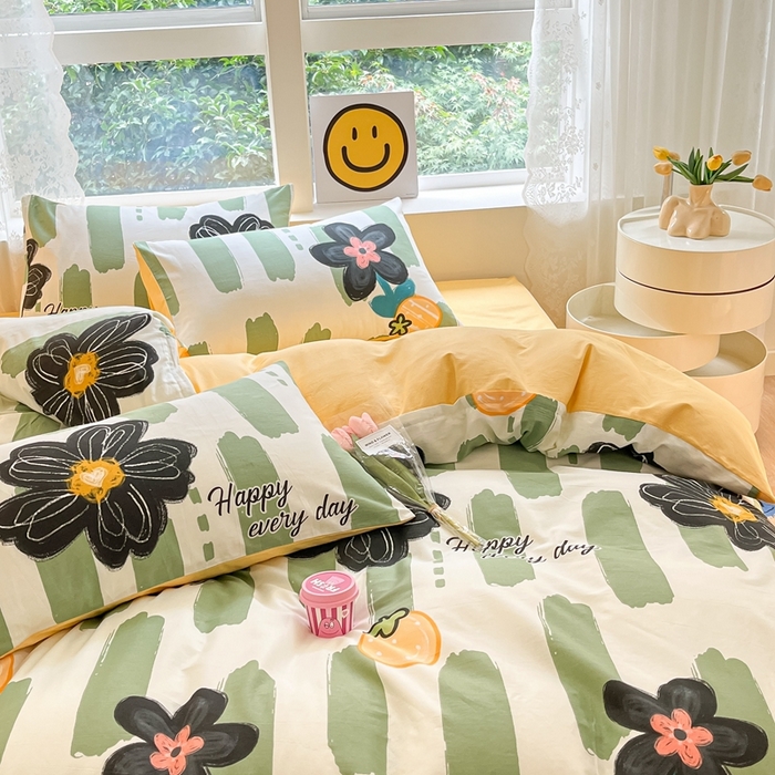 91家纺网 家纺一手货源 找家纺 集布 2023新款12868全棉喷气印花单被套 幸运花