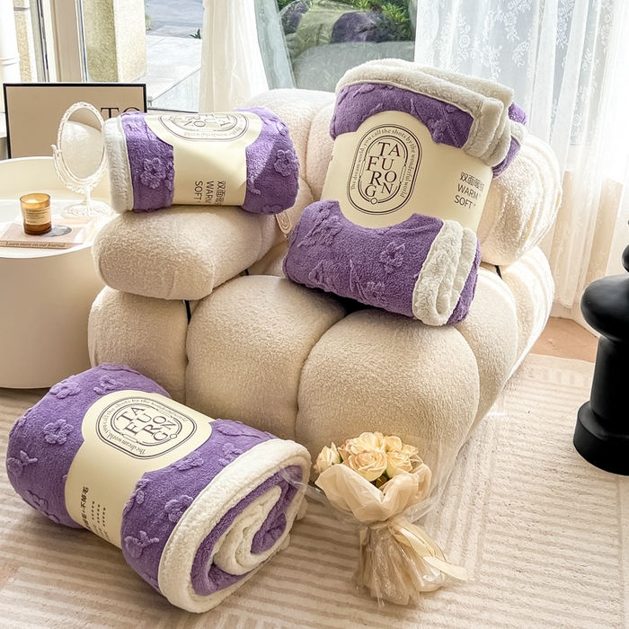 91家纺网 家纺一手货源 找家纺 2023不被定义的多巴胺A类双面塔芙绒羊羔绒毛毯办公室午睡盖毯子直播 花岛