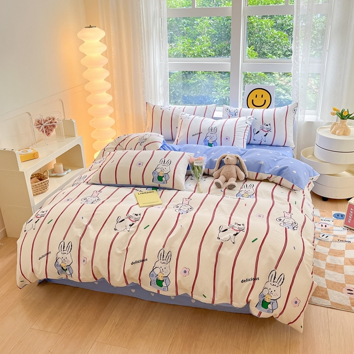 91家纺网 家纺一手货源 找家纺 集布 2023新款12868全棉喷气印花单被套 咪咪兔