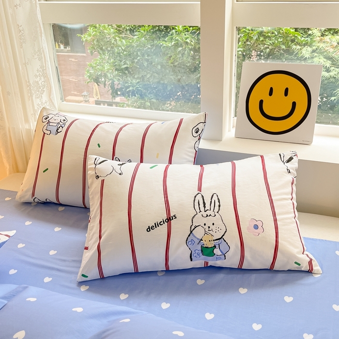 91家纺网 家纺一手货源 找家纺 集布 2023新款12868全棉喷气印花单被套 咪咪兔