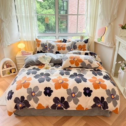 91家纺网 家纺一手货源 找家纺 （总）席佬大 2025新款冬季亲肤透气牛奶绒印花四件套 可提供买家秀