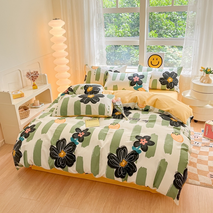 91家纺网 家纺一手货源 找家纺 集布 2023新款12868全棉喷气印花单被套 幸运花